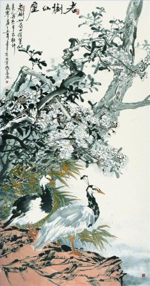 Art chinoises contemporaines - Peinture de fleurs et d'oiseaux dans le style traditionnel chinois 6