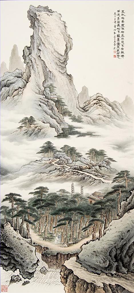 Zhou Jinshan Art Chinois - Peinture de paysage