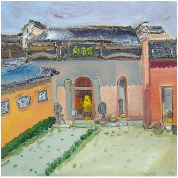 Zhou Qing Peinture à l'huile - Un vieux temple à Pingshan