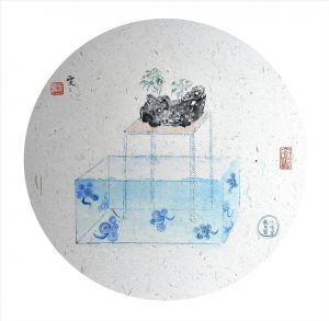 Zhou Wenwen œuvre - Porcelaine Bleue et Blanche 4 La Légende d'une Pierre de Montagne