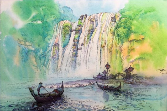 Zhou Xiaodi Types de peintures - Cascades de Huangguoshu