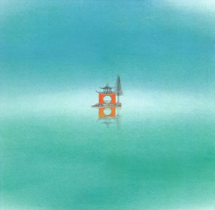 Zhu Jian Art Chinois - Miroir gravitationnel bleu et vert