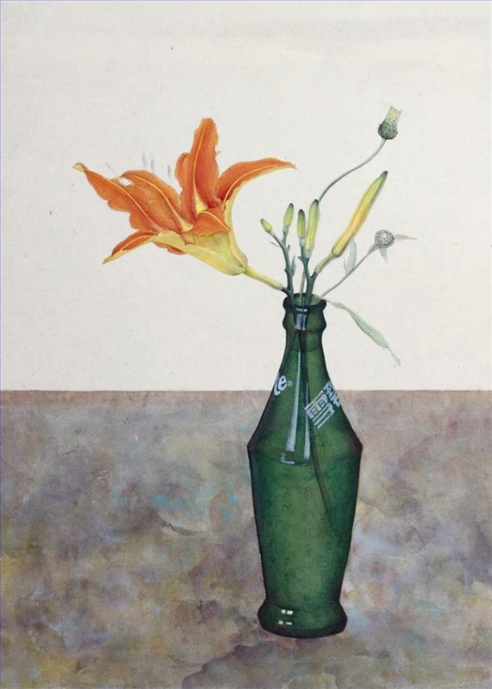 Zhu Jian Art Chinois - Fleur De Luce dans Le Vase