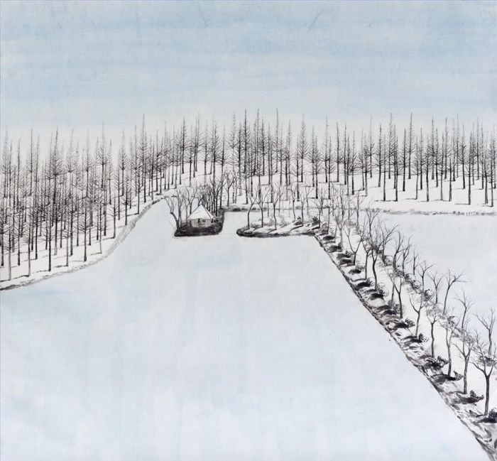 Zhu Jian Art Chinois - Neige sur les berges de la rivière cette année-là 2