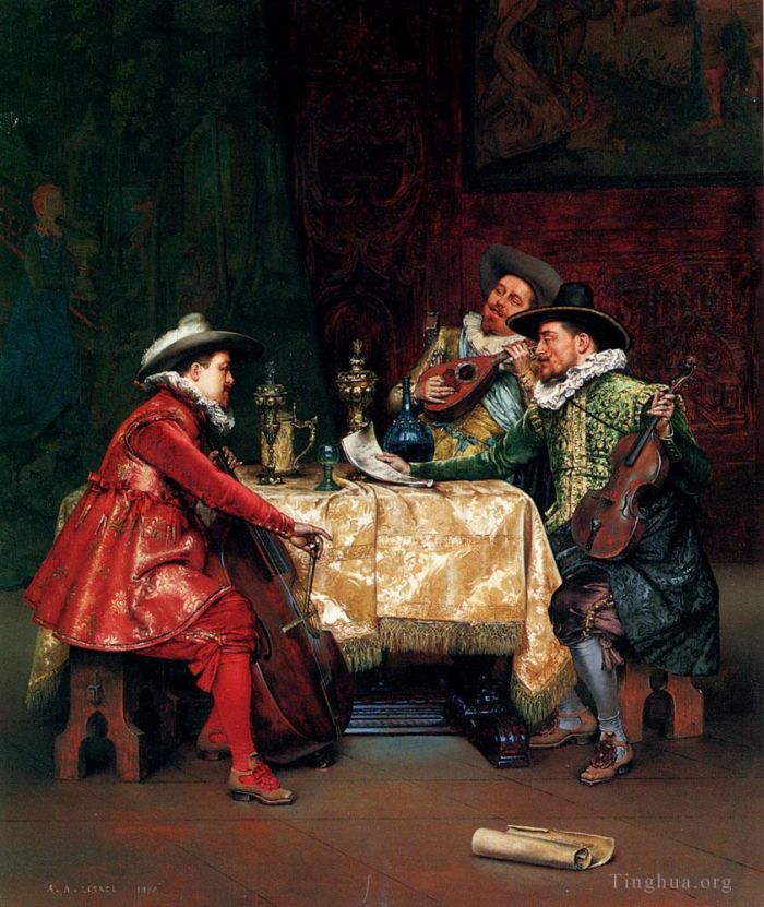 Adolphe Alexandre Lesrel Peinture à l'huile - La répétition