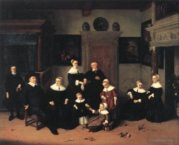 Adriaen van Ostade Peinture à l'huile - Portrait d'une famille