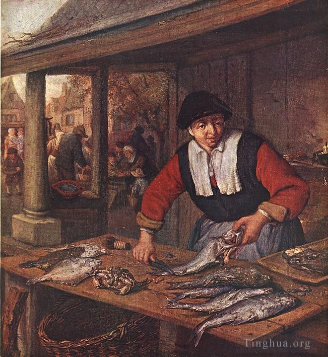 Adriaen van Ostade Peinture à l'huile - La poissonnière