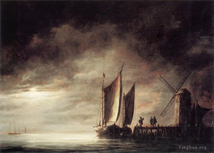 Aelbert Cuyp Peinture à l'huile - Peintre de paysages marins au clair de lune Aelbert Cuyp