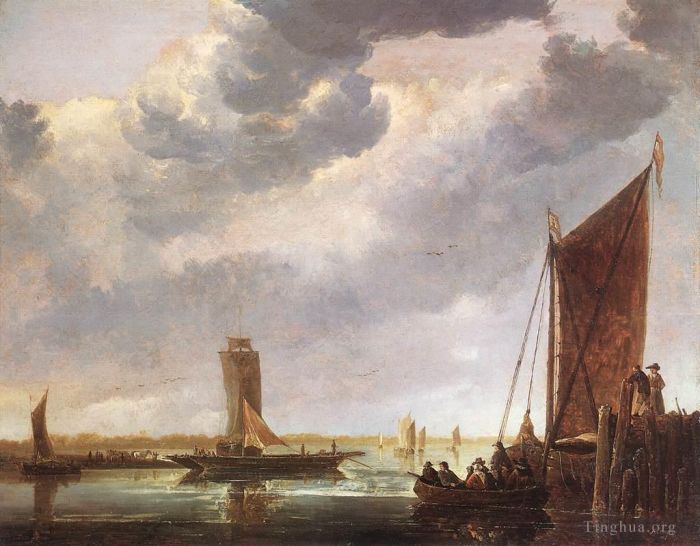 Aelbert Cuyp Peinture à l'huile - Le Ferry Boat peintre paysagiste marin Aelbert Cuyp