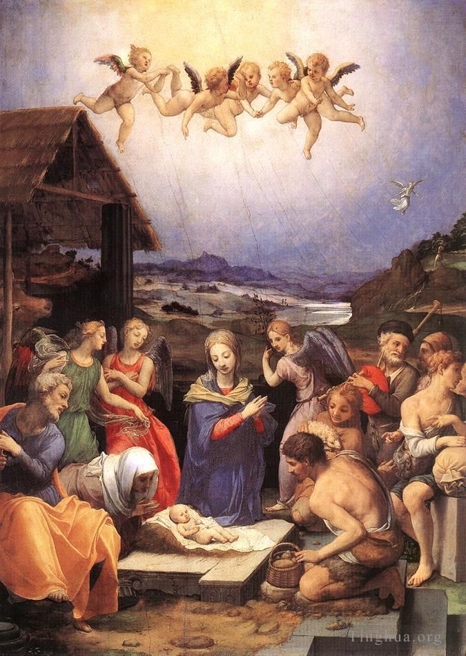 Agnolo di Cosimo Peinture à l'huile - Adoration des bergers