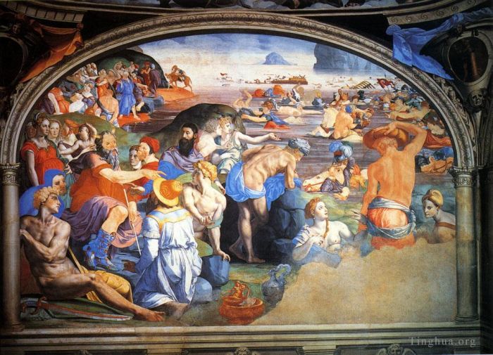 Agnolo di Cosimo Peinture à l'huile - Agnolo La Traversée De La Mer Rouge