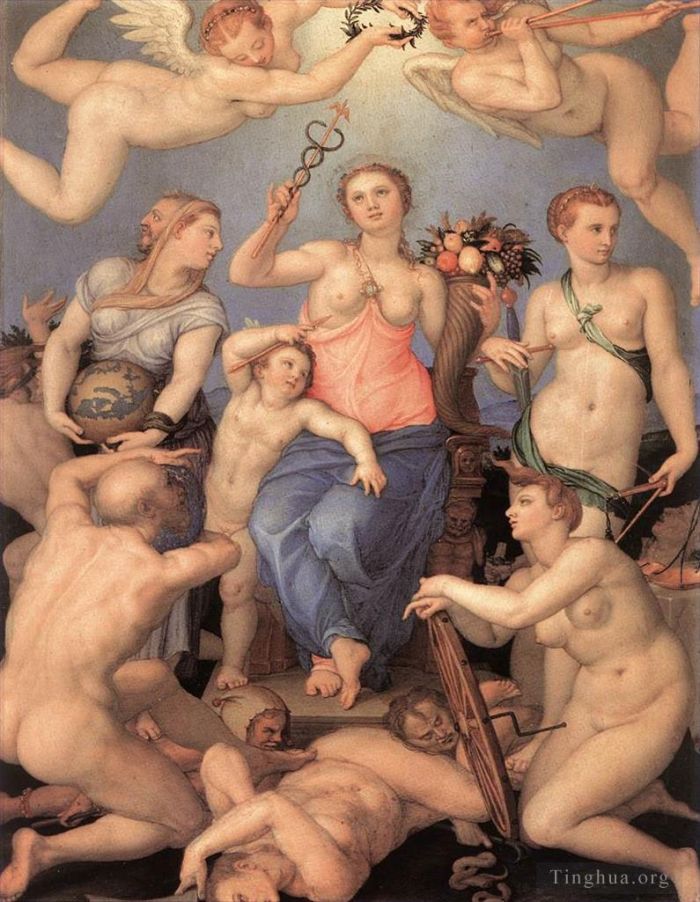Agnolo di Cosimo Peinture à l'huile - Allégorie du bonheur