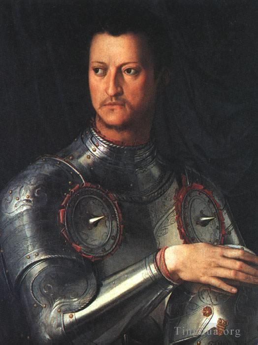 Agnolo di Cosimo Peinture à l'huile - Cosme de Médicis en armure