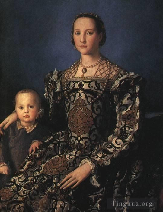 Agnolo di Cosimo Peinture à l'huile - Eléonore de Tolède et son fils