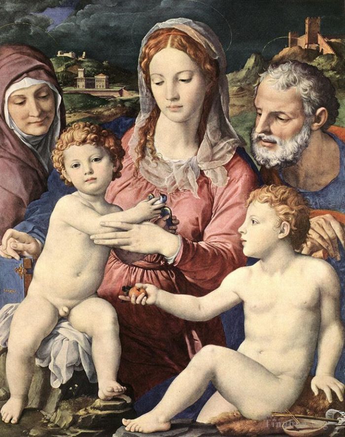 Agnolo di Cosimo Peinture à l'huile - Sainte famille