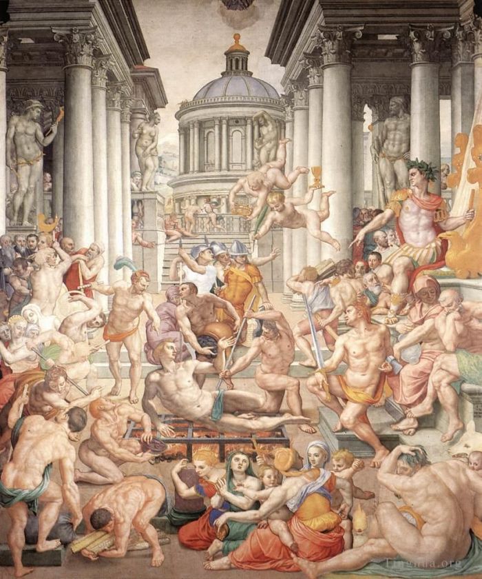 Agnolo di Cosimo Peinture à l'huile - Martyre de saint Laurent