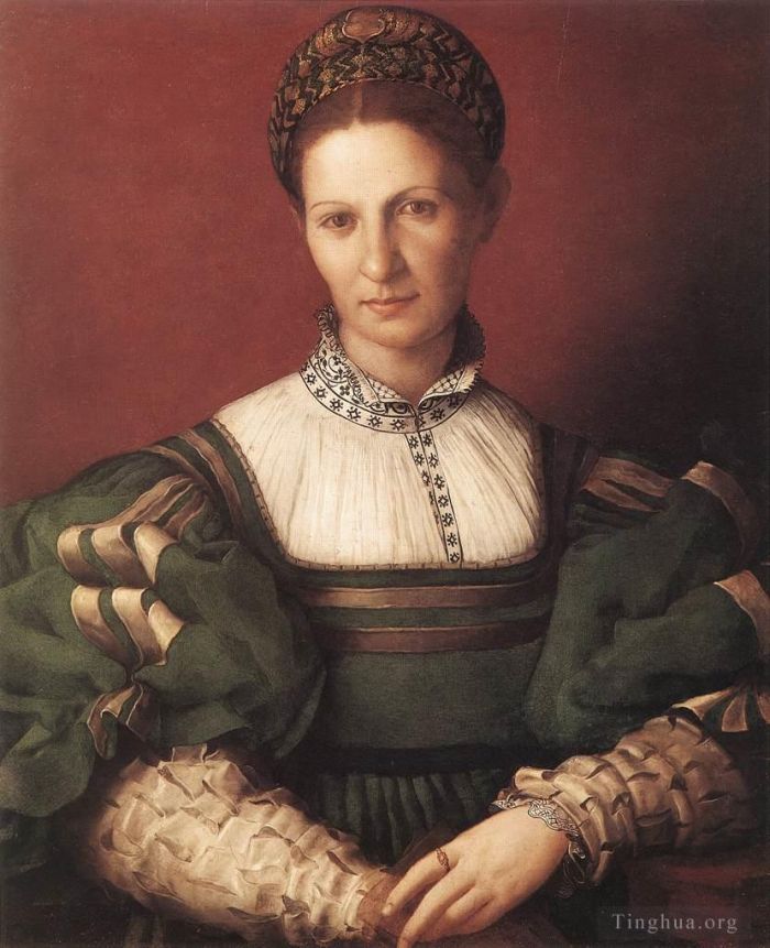 Agnolo di Cosimo Peinture à l'huile - Portrait d'une dame en vert