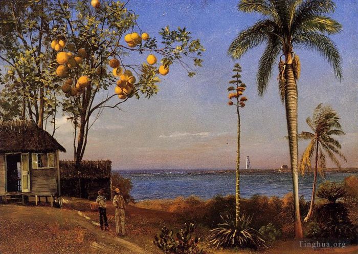 Albert Bierstadt Peinture à l'huile - Une vue aux Bahamas