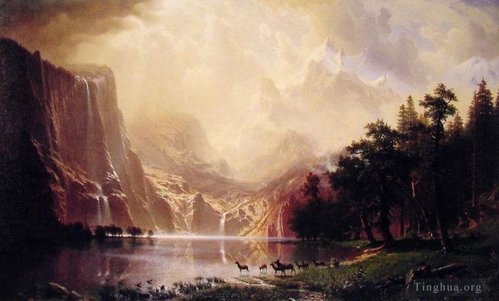 Albert Bierstadt Peinture à l'huile - Parmi les montagnes de la Sierra Nevada