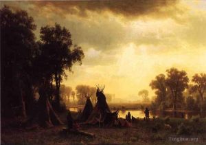 Albert Bierstadt œuvres - Un campement indien