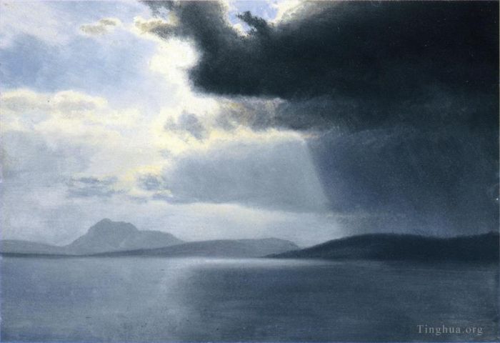 Albert Bierstadt Peinture à l'huile - Approche d'un orage sur le luminisme de la rivière Hudson