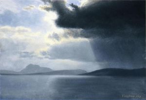 Albert Bierstadt œuvres - Approche d'un orage sur le luminisme de la rivière Hudson