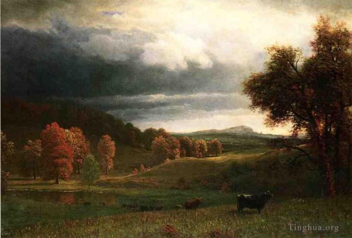 Albert Bierstadt Peinture à l'huile - Paysage d'automne Les Catskills
