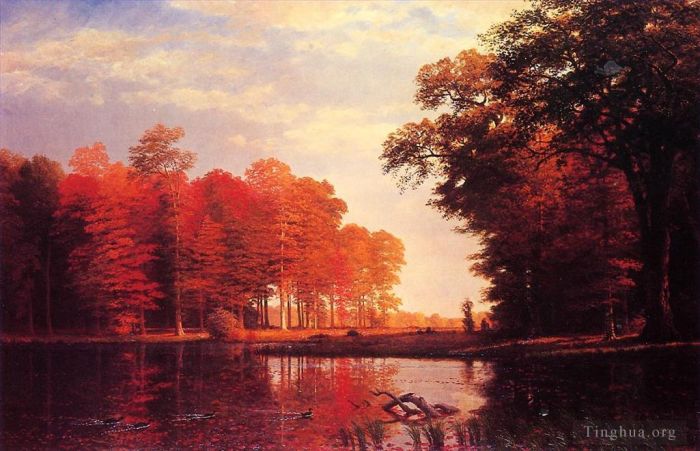 Albert Bierstadt Peinture à l'huile - Bois d'automne