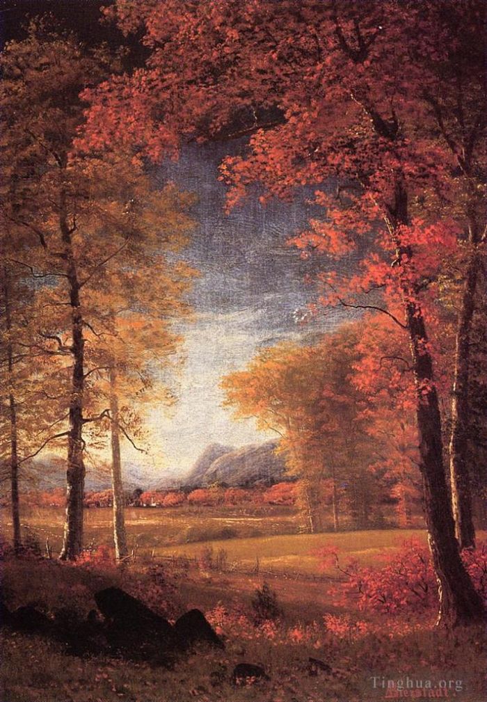 Albert Bierstadt Peinture à l'huile - Automne en Amérique Comté d'Oneida New York