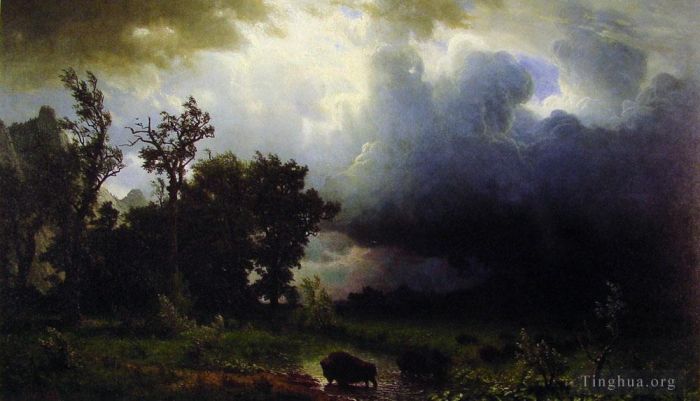 Albert Bierstadt Peinture à l'huile - Sentier des buffles
