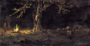 Albert Bierstadt œuvres - Feu de camp Vallée de Yosemite