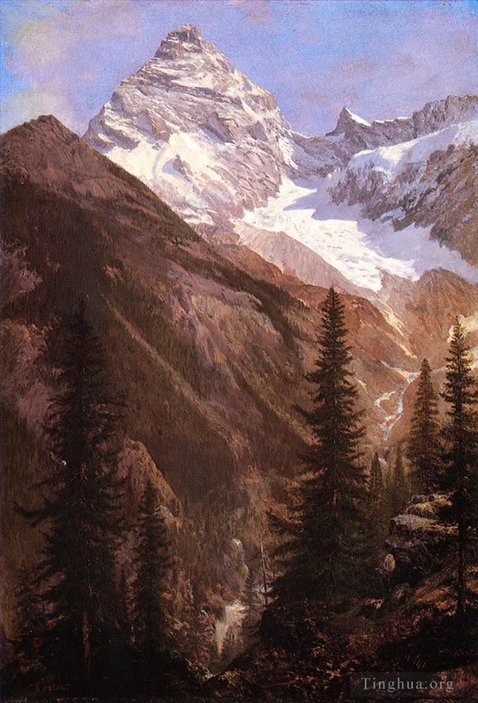 Albert Bierstadt Peinture à l'huile - Glacier Asulkan des Rocheuses canadiennes