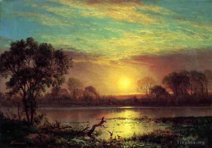 Albert Bierstadt Peinture à l'huile - Soirée Owens Lake Californie