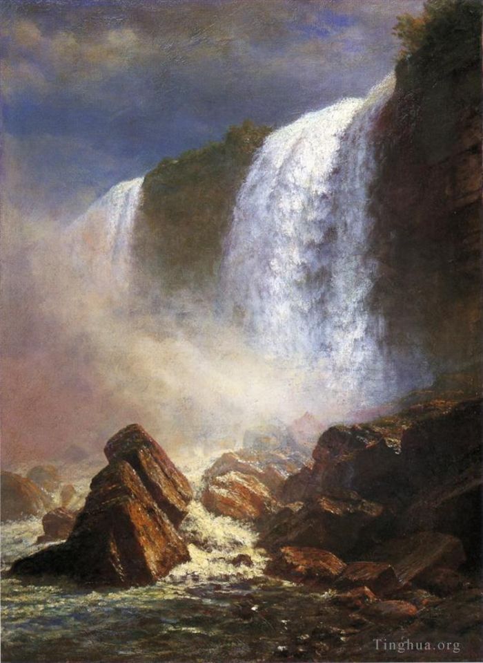 Albert Bierstadt Peinture à l'huile - Chutes du Niagara vues d'en bas