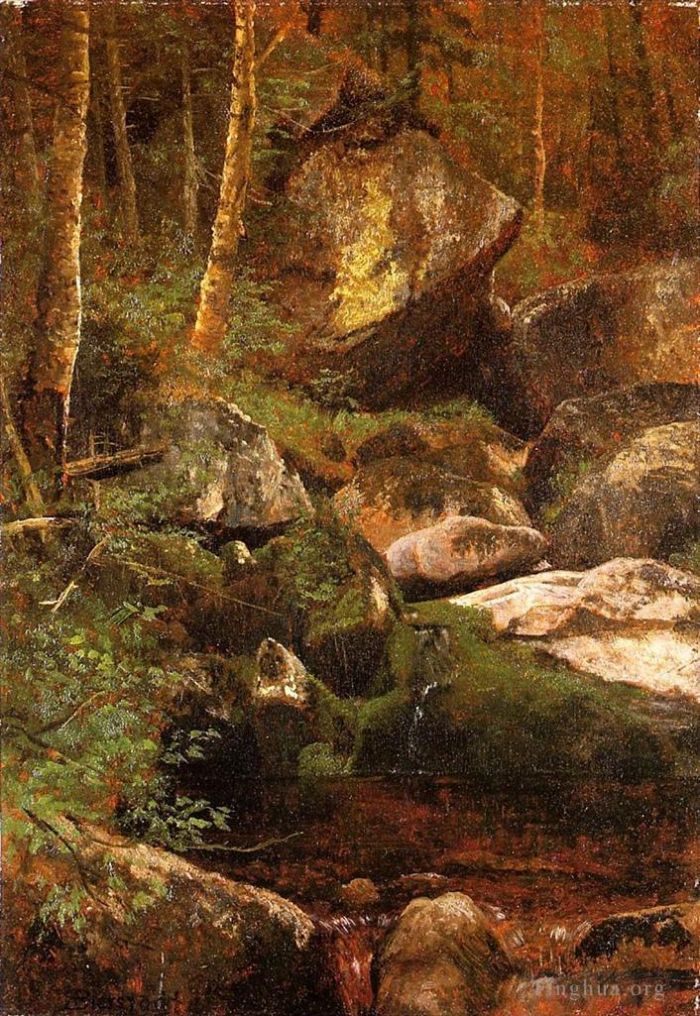 Albert Bierstadt Peinture à l'huile - Ruisseau forestier