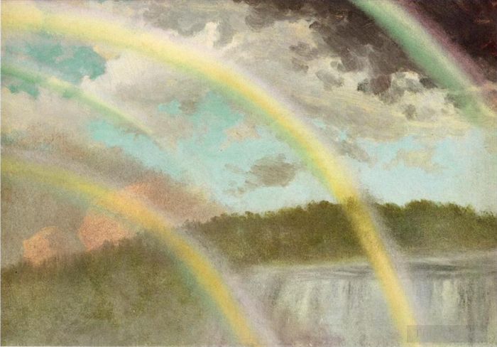 Albert Bierstadt Peinture à l'huile - Quatre arcs-en-ciel au-dessus des chutes du Niagara