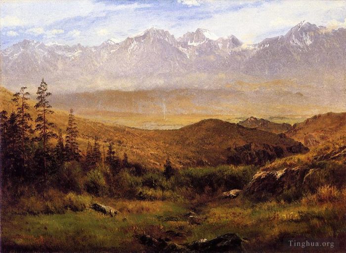 Albert Bierstadt Peinture à l'huile - Au pied des montagnes