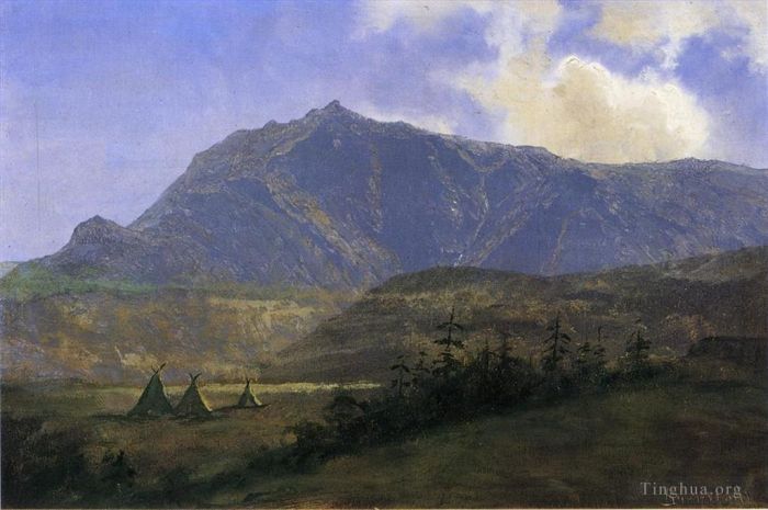 Albert Bierstadt Peinture à l'huile - Campement indien