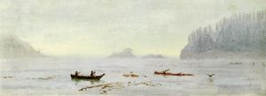 Albert Bierstadt œuvres - Paysage marin luminisme pêcheur indien