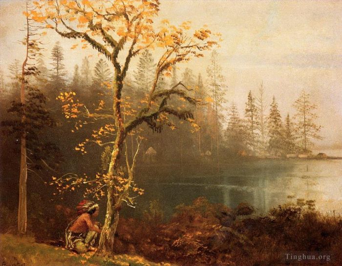 Albert Bierstadt Peinture à l'huile - Éclaireur indien