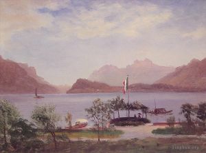 Albert Bierstadt œuvres - Scène de lac italien