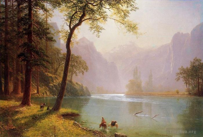 Albert Bierstadt Peinture à l'huile - Vallée de la rivière Kerns en Californie