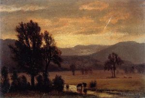 Albert Bierstadt œuvres - Paysage avec du bétail