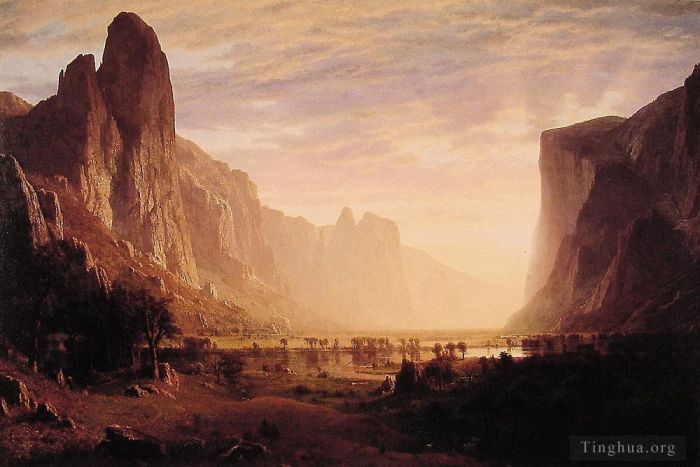Albert Bierstadt Peinture à l'huile - Regard vers le bas de la vallée de Yosemite