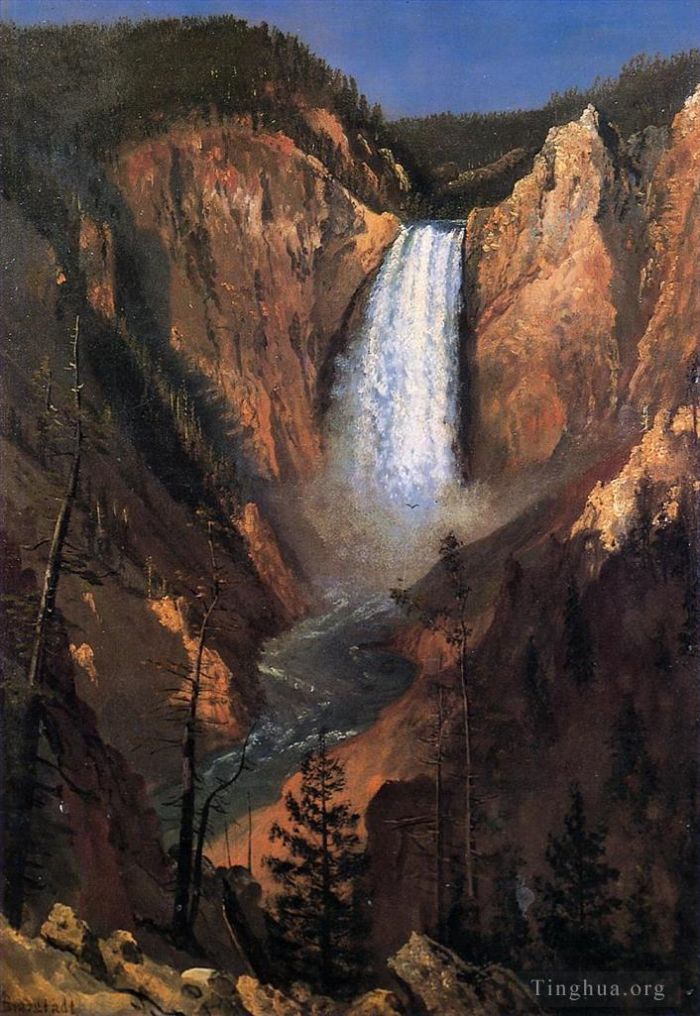 Albert Bierstadt Peinture à l'huile - Chutes inférieures de Yellowstone