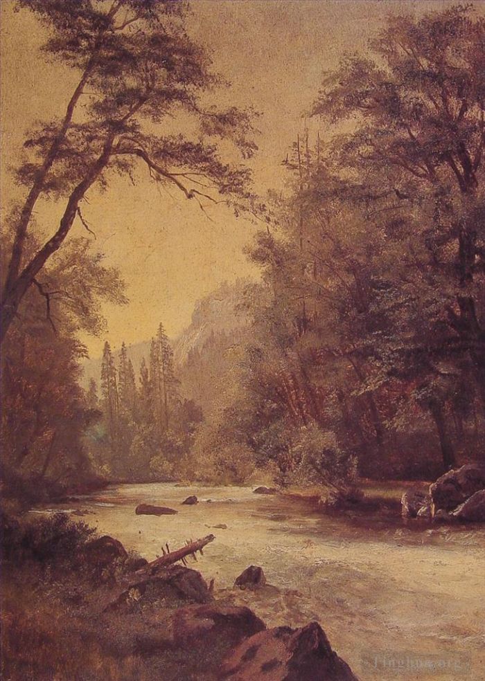 Albert Bierstadt Peinture à l'huile - Basse vallée de Yosemite