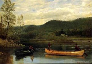 Albert Bierstadt œuvres - Hommes dans deux canoës