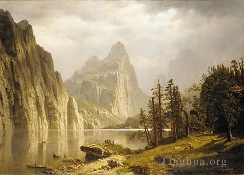 Albert Bierstadt Peinture à l'huile - Vallée de Yosemite sur la rivière Merced