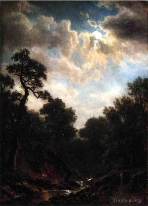 Albert Bierstadt œuvres - Paysage au clair de lune