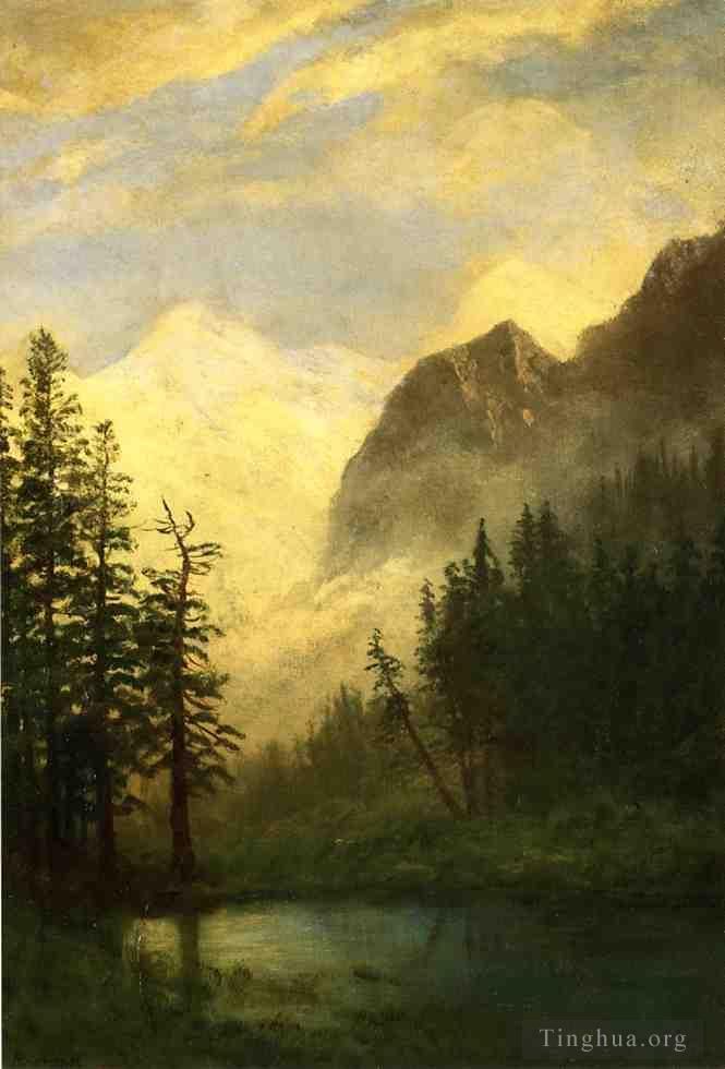 Albert Bierstadt Peinture à l'huile - Paysage de montagne